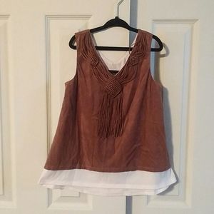 Ally B. Girls Layered Faux Suede Top